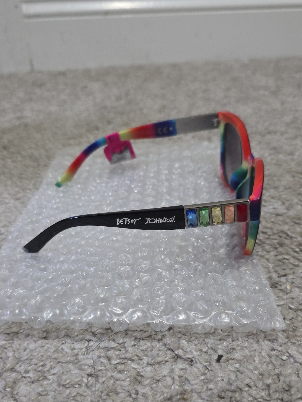 Betsey Johnson Rainbow Wayfarer Faux Jewel Rhinestone Sunglasses